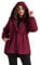Hanna Nikole Damen Große Größe Leichte Wasserdicht Regenjacke Zweiwege Reißverschluss Regenmantel mit Kapuze Windbreaker Elastische Bündchen Sport Warm Fleece Outdoorjacke Claret 48