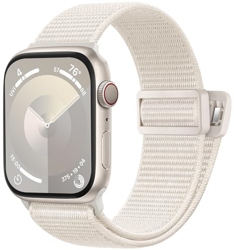 Easuny Loop Correa Compatible con Correas Apple Watch 45mm 44mm 42mm 49mm, Trenzado Nylon Band Sport Elástico Correa para Apple Watch SE/iWatch Series 9 8 7 6 5 4 3 2 1 Ultra 2/Ultra, Blanco Estrella