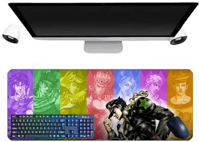 JoJo's Bizarre Adventure Anime XL Multifunktions-Gaming-Mauspad, 800 x 300 mm, Mauspad, Gaming-Tastatur, wasserdicht und Basis aus rutschfestem Gummi, strukturierte Oberfläche