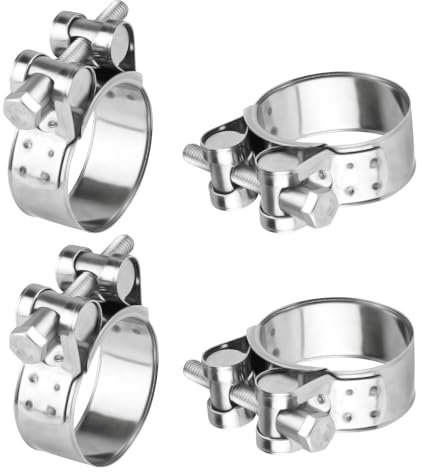 4 Pz Fascette Metalliche, Fascette Stringitubo Inox, Fascette Stringitubo in Acciaio Inox Regolabile 40-43 mm, Fascetta Metallica con Vite, Collare Stringitubo a Bullone per Tubo Acqua Auto Gas