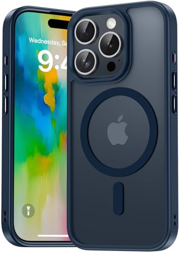 Natiiozie Magnetic Case Compatible with iPhone 16 Pro [Compatible with MagSafe] Military Grade Shockproof Phone Case Anti-Scratch Slim Translucent Matte Case for iPhone 16 Pro - Dark Blue