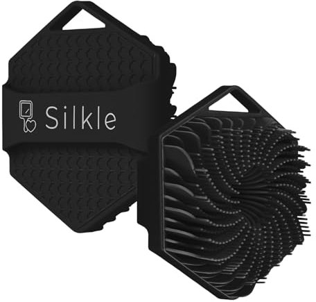 SILKLE Silikon-Körperschrubber – Peeling-Badebürste und Hautreiniger – Duschschwamm für sanftes Körperpeeling und Waschen – Silikon-Pflegewerkzeug für ein erfrischtes und erneuertes Sie – Schwarz