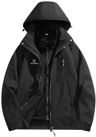 KUTOOK Giacca Softshell Donna Invernale Giacca 3 in 1 Giacca Trekking in Pile con Cappuccio Regolabile Idrorepellente Giubbino Donna Montagna e Vita Quotidiana