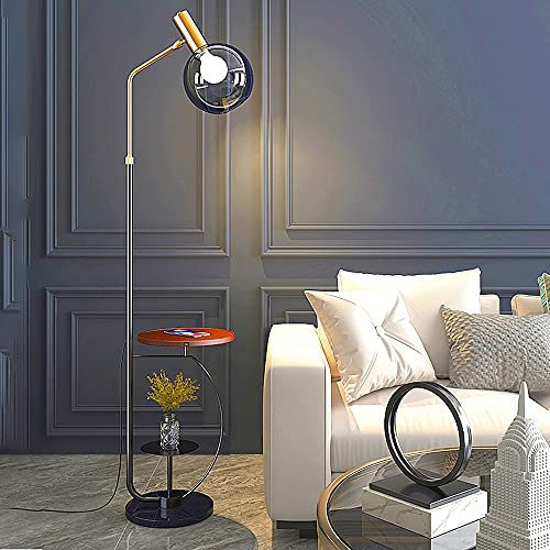 BXGGXBYSW LED Floor Lamp Desk Bedside Table Night Light Lamp with Wireless Charger USB Charging Port Dimmable Office Desk Mobile Phone Holder Adjustable Touch Control Eye-Decorate Remote Control