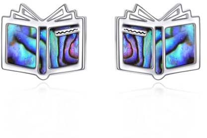 Buch Ohrringe S925 Sterling Silber Buch Liebhaber Ohrringe Lehrer Ohrstecker Abalone Buch Schmuck Geschenke Für Damen Frauen Abschluss Geschenk