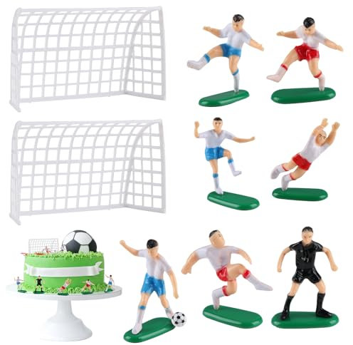 Tortendeko Fussball Figuren Kuchen Deko, 9 Stück Kuchen Deko Fußball Figuren Decoration Tortenaufleger Fussball Deko für Kinder Junge Fußballfan Geburtstag Fußball Thema Party