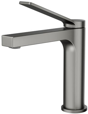 EMKE Robinet de Salle de Bain Anthracite, Mitigeur Lavabo en Laiton Massif, Cartouche Céramique, Installation Facile, Économiseur d’Eau, 195x173x46 mm