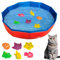 Katzen Pool 50x10cm, Faltbare Katzenpool mit 6 Spielzeug, Mini Pool für Katzen Hunde, Katzenspielzeug Swimmingpool, Planschbecken für Katze Hundebadewanne, Wasserspielzeug Minipool für Sommer (C)