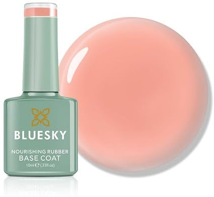 Bluesky Rubber Base Coat 10ml – Peach Glow - BNR06, Base Gel for Nails, Strengthening Gel Base Coat for 21 Day Manicure, LED UV Lamp Required