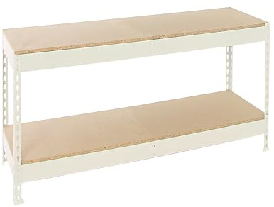 PROREGAL Schwerlastregal MINI Wood YETI Two | HxBxT 90x150x45cm | Fachlast 400kg | Weiß Standregal Werkstattregal Lagerregal Kellerregal