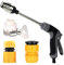 4 PCS High Pressure Hose Attachment, High Pressure Hose Nozzle, Hoses Attachments Equipped with Joints Various Spray Effects for Yard Floor Garden Work Car Washing Cleaning Work