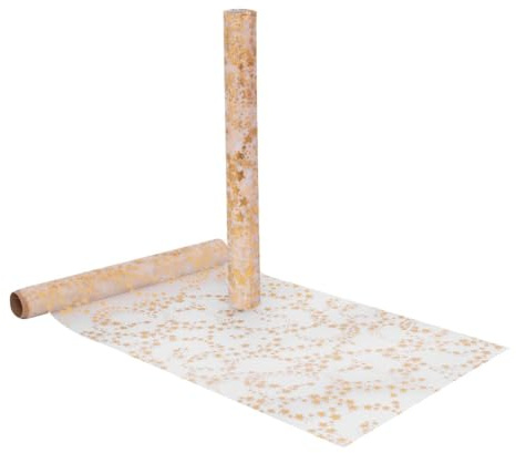 Set of 2 Christmas Table Runner with Gold Star Design – Festive Reusable Decorative Roll for Holiday Dining, Parties, Buffets, and Seasonal Celebrations, Easy to Cut and Style, 29 x 200cm