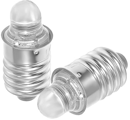 Bombilla LED Miniatura E10 3v, Repuesto para Linterna, 2 Piezas | Base Pequeña de Tornillo, Metal y Vidrio, Color Plata, Instalación Sencilla, Rendimiento Estable