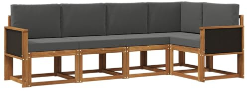 vidaXL Outdoor-Sofagarnitur 5 pcs Natur und Anthrazit Polyester, Garten, modernes Outdoor-Sofa, wetterfestes Lounge-Möbel, perfekte Terrasse für gemütliches Sitzen