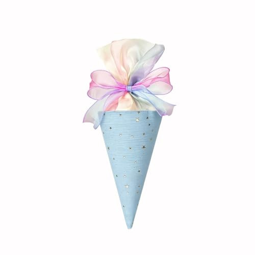 Schultüte,Kleine Schultüte Mädchen,Geschwister Mit Schleife Schultüten Blau | Einschulung Klein Zuckertüte Zum Befüllen Geschenk,Schule Schulanfang Bunte Bänder Cones Zuckertüten Zum Füllung für Junge
