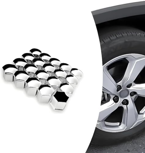 St Chromhjulkapslar Bilbultskydd rostfritt 65mm set, hjulmutterskydd metall för alufälgar, 20 pack rostfria hjulbultshattar, Normalt, 21 mm