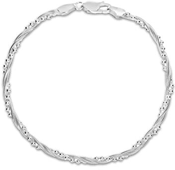 Tuscany Silver Women's Sterling Silver Twist Snake and Balls Bracelet of 19cm/7.5
