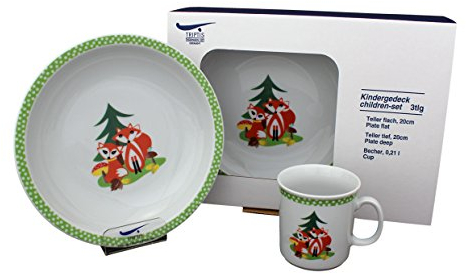 Eschenbach Porzellan Group Kindergeschirr Filou und Fred Kindergedeck, 3 teilig, Porzellan, Dekor, 1 x 1 x 1 cm