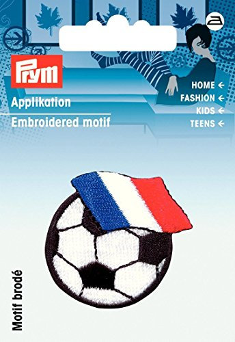 Prym Fußball mit Frankreich Flagge Bügelbild Aufnäher Motiv Mischgewebe, Polyester, Schwarz/Weiß