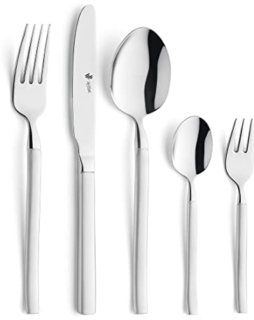 Paul Wirths BALI - Set di posate per 12 persone, pura ed espressiva, elegante linea di design, posate di alta qualità in acciaio inox 18/10 satinato, lavabile in lavastoviglie, set di posate da 60