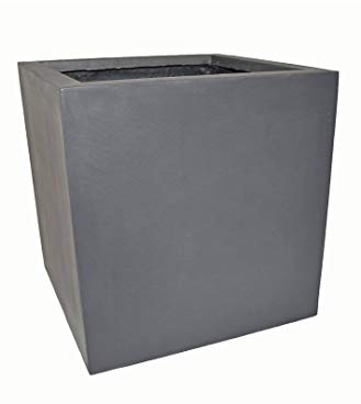 Pflanzkübel für Rollen aus Fiberglas in anthrazit - XXL - Größe (LxBxH): 50x50x50 cm