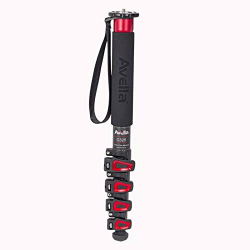 Avella C325 Monopode télescopique professionnel en fibre de carbone pour appareil photo reflex numérique et caméscopes 147 cm