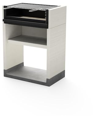 TUOZI - Einbaugrill für Holz und Holzkohle Modell VENIT FLEX (Grau/Weiß - 78 x 47 x 95 cm) REF: 8061 - Für den Außenbereich