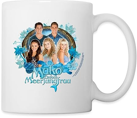 Spreadshirt Mako Einfach Meerjungfrau Gruppe Tasse, One size, Weiß