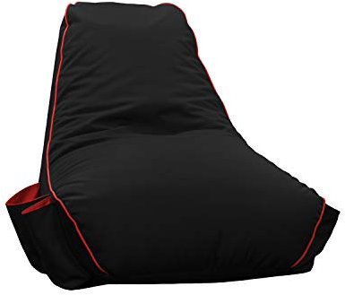 rucomfy Beanbags Black Rugame Gamer Bean Bag Chair with Gaming Pockets. for Teens & Adults. 80 x 97 x 82cm (Red)