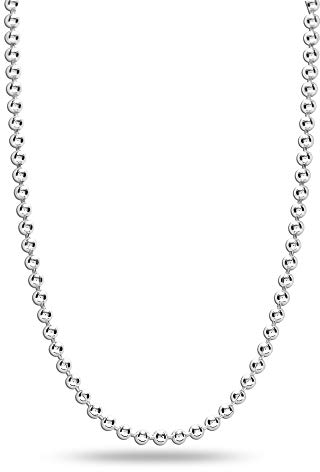 LeCalla 925 Sterling Silver Italian 2mm Diamond-Cut Bead Ball Strand Chain Necklace for Women 20 Inches, Made in Italy