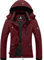 GEMYSE Homme Veste de Ski Imperméable de Montagne Manteau d'hiver Extérieur en Polaire Coupe-Vent avec Capuche(Vin Rouge,XXL)
