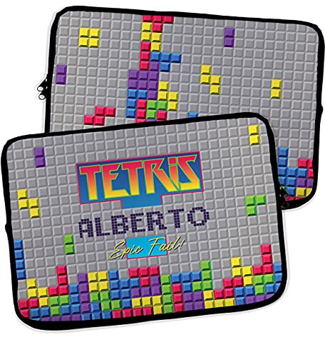 LolaPix Funda Portátil y Tablet de Neopreno Personalizada Con Nombre. Varios Tamaños. Tetris