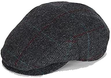 Barbour MHA706-CH31 Cairm Flat Cap Charcoal-Red-Blue Mütze für Herren Schottisch, Charcoal-Red Blue, 56