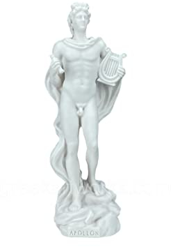 Apollo Statue aus gegossenem Marmor mit Lyre, griechischer römischer Gott