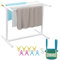 VEVOR Toallero para Piscina 5 Barras Organizador de Almacenamiento Independiente en Forma de T de PVC para Exteriores Incluye 8 Clips para Toallas, Bolsa de Malla, Gancho para Playa, Piscina, hogar