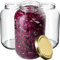KADAX Bocaux en Verre de 4 L, Bocaux avec Couvercle Hermétique de 100mm pour la Conservation et la Fermentation, Bocaux pour Cornichons (Doré, Lot de 12)