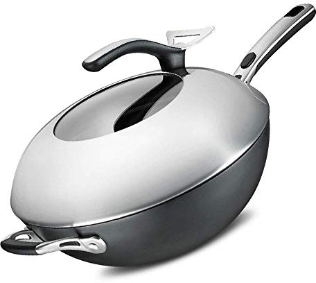 Saucepan Skillet Pan Cast Iron Frying Pan Skillet with Cover Deep Large Nonstick Dishwasher Safe Utensil Saucepan with Lid Safe Frying Pan 32CM Frying Pan