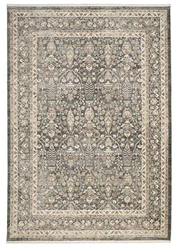 Nicht Zutreffend Wohnzimmerteppich Kurzflorteppich Fransenteppich Webteppich Bettvorleger mit Fransen | 80x150 cm | Polyester | Grau | Barockmuster