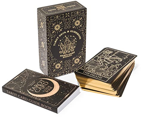 Mystische Goldfolie und schwarze Tarotkarten mit Anleitung für Anfänger und fortgeschrittene TarotLeser; großes TarotDeck mit umfangreichem Leitfaden der symbolischen Bedeutungen der vergangenen