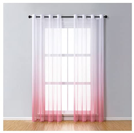 AMDXD Rideau Chambre Rose, Rideaux Voilage Fenetre Polyester Dégradé de Couleur Lot de 2 Rideau Salon 54X63Inch(137X160CM)