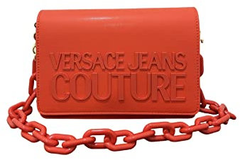 VERSACE JEANS COUTURE Damen Handtasche rot mit Logo auf der Vorderseite. Innen zwei Fächer. Abnehmbarer Schultergurt, Verschluss Tasche im Teil, rot, Einheitsgröße