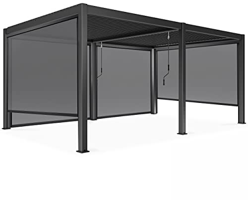 Oviala Pergola bioclimatica autotrasportata 3 x 6 m e 4 persiane grigio