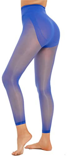 Freebily Pantalons Nuit Femme Collant Leggings Ouverte Entrejambes Brillant Collants Sans Pieds Huile Creux Cuisse Haute Bas Pyjamas Suspender Stocking Pantyhose Tights Type B Bleu Royal Taille unique