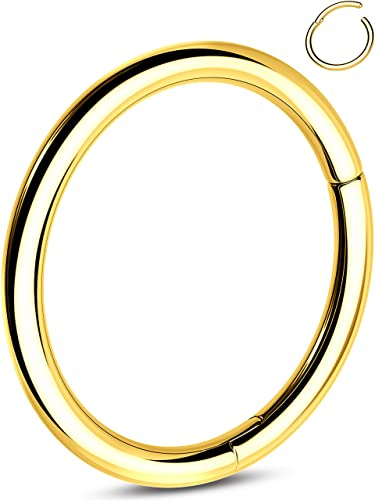 OUFER 18G 1.0mm Nasenpiercing Titan Gold Nasenring Nasen Helix Piercing Hoop Nase Nostril Stecker Nasenstecker Schmuck Rook Tragus Conch Daith Earring Frauen Männer 6mm