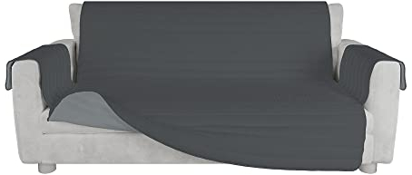 Italian Bed Linen TRENDY Sofabezug zweifarbig aus Mikrofaser, Hellgrau/Dunkelgrau, 3 Plätze