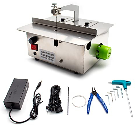 LeTkingok AC 100–240V Elektrische Laubsäge, Mini-Tisch-Stichsäge, DIY-Schmirgel-Schnittsäge, Gold, Silber, Kupfer, Aluminium, Hartholzschneider, 180W