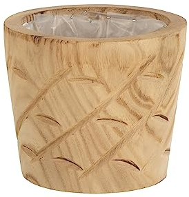 J-Line Cache-Pot Encoches Bois Naturel Medium
