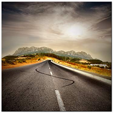 DECLINA, Modernes Dibond-Bild, Wandbild, Druck auf Aluminium, Alurahmen, Bild aus Aluminium, Deko ON THE ROAD, 30 x 30 cm