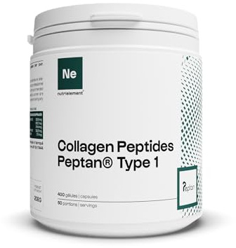 Nutrielement Collagène Peptides Peptan (Type 1) 400 Gélules | 3200mg Collagene hydrolysé par dose - Complément alimentaire Tendons, Articulations, Peau et Cheveux - Nutrimuscle