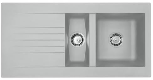 Liquida KAV150CG 1.5 Bowl Composite Reversible Grey Kitchen Sink and Waste Kit